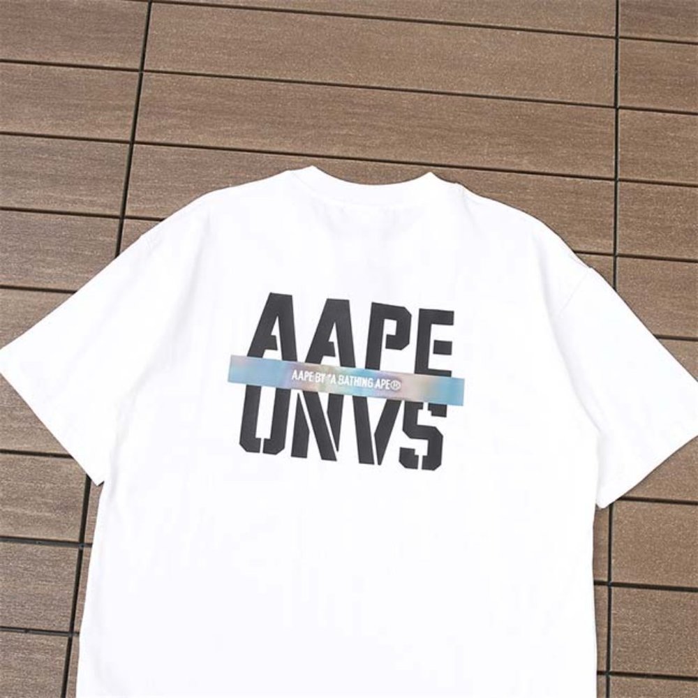 AAPE Colorful Ape Head Lettering Logo T-Shirt - White Short Sleeve - Picture 5 of 6